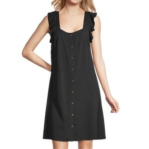 Black rip zone button up dress